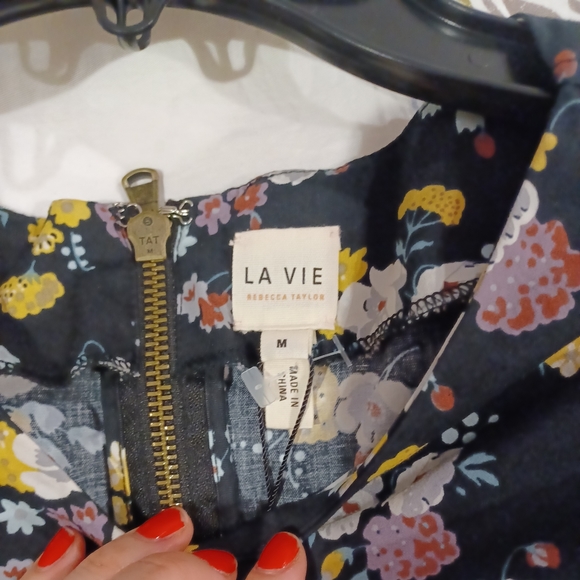 NWT REBECCA TAYLOR LA VIE WINTER POSEY FLORAL PRINT SILK TWILL DRESS SIZE M - Picture 6 of 11